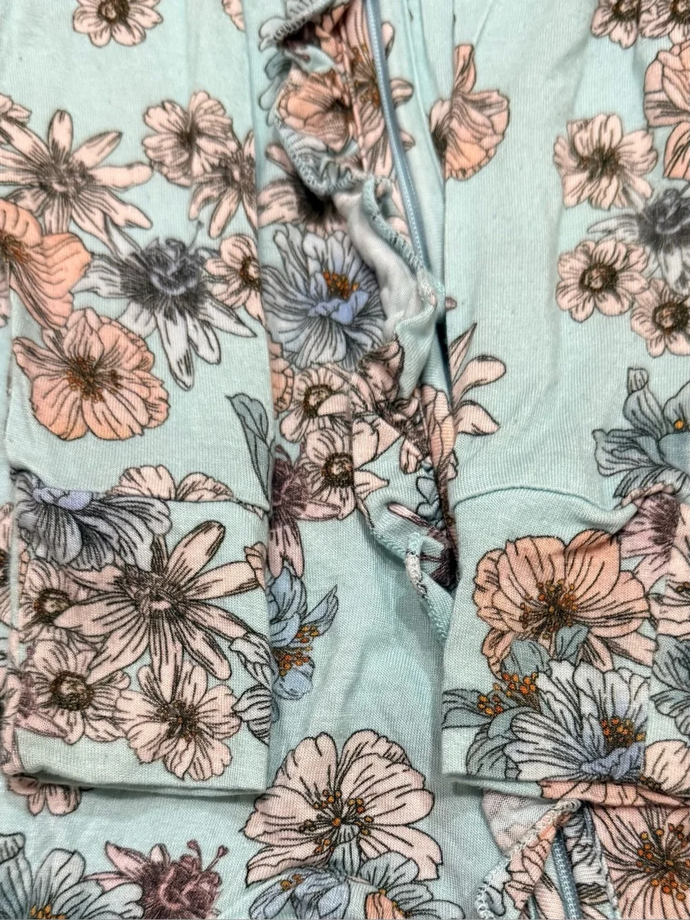 Posh Peanut Baby Girl Bamboo Boho Floral Footed Zippy Size 6-9 Months Blue/Pink